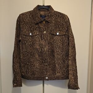Chaps Brown Patterned Jean Jacket